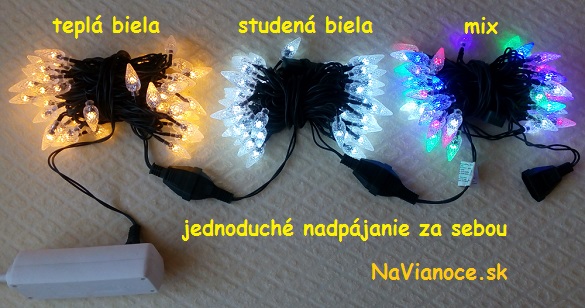 vianočné osvetlenie biele a farebné LED